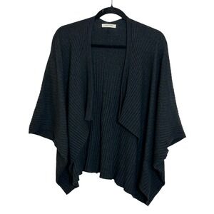 PURE + GOOD Anthropologie‎ Ribbed Knit Cocoon Cardigan Sweater Size OS Dark Gray